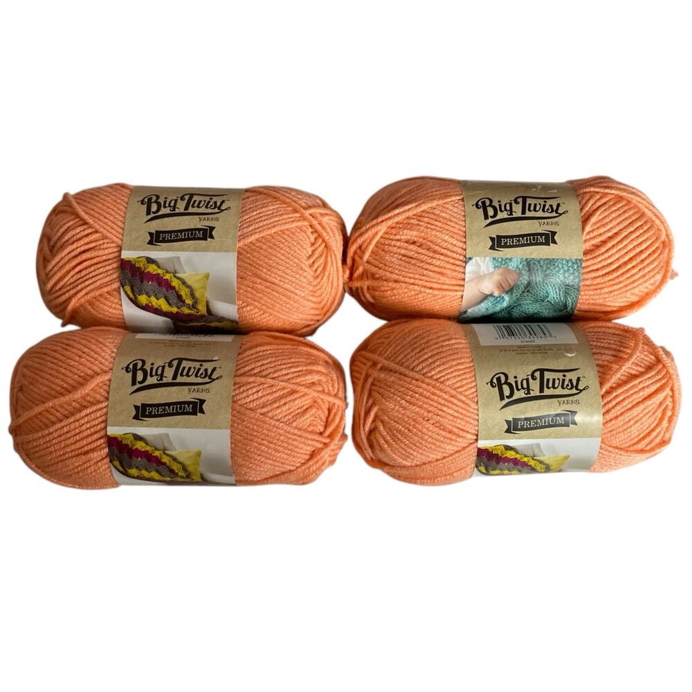 Big Twist Premium Acrylic Yarn Salmon Peach Orange 3.5oz Color 02018 Lot of 4